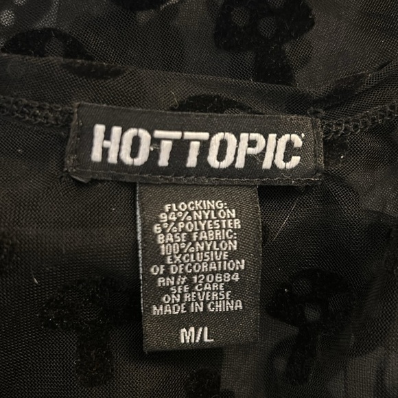 Hot Topic Black Sheer Goth Mushroom Print Fringe Hem Open Cardigan Size Medium - Picture 8 of 8